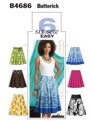 4686 BUTTERICK 6 EZ PLEATED /TIE/ YOKE/ FLARE SKIRTS PATTERN 14-20